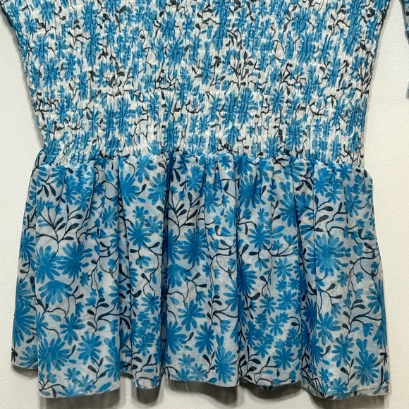 Maeve Anthropologie Ashton Smocked Peplum Blouse Cottagecore Peasant Floral - Picture 5 of 10